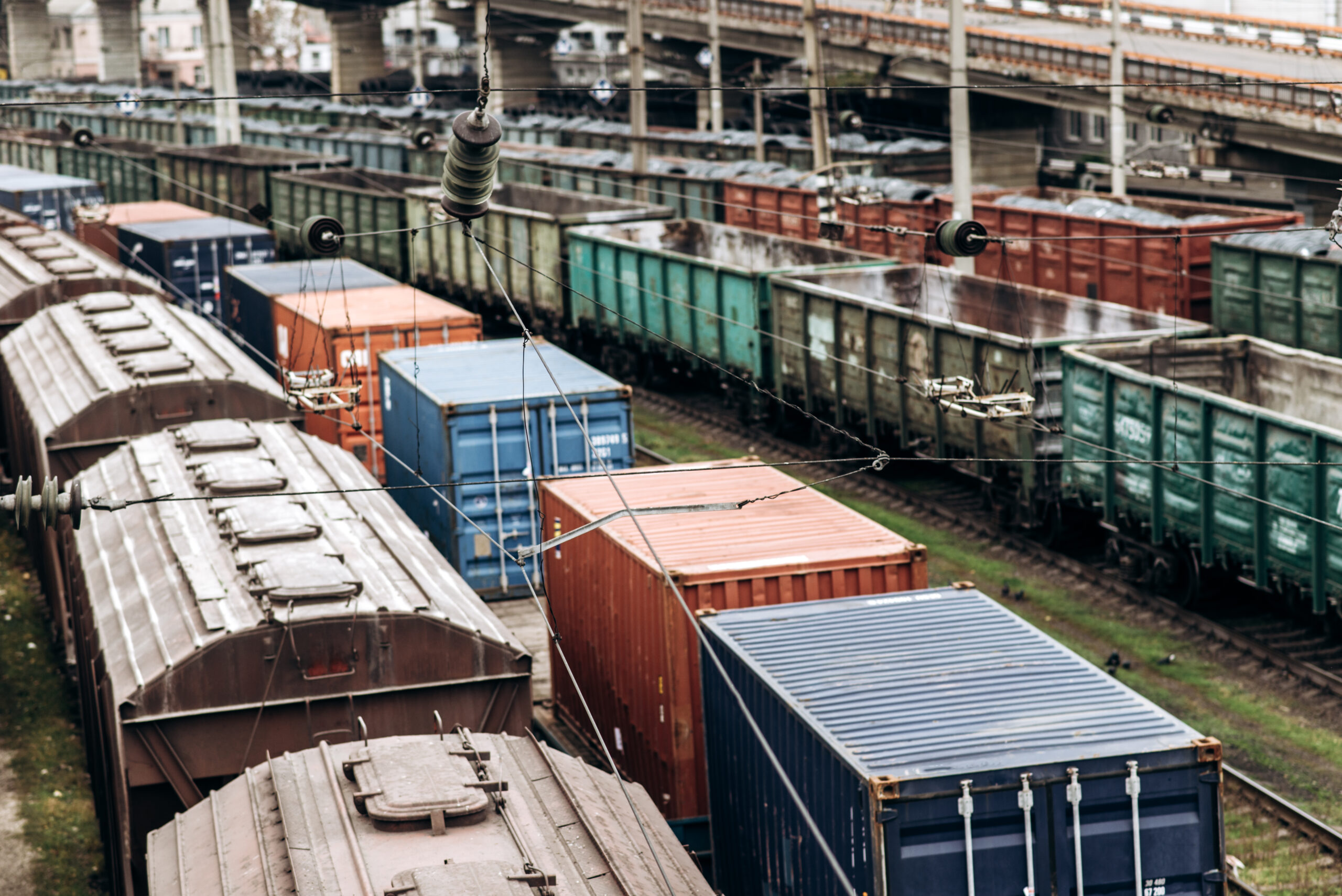 Old freight wagons on the tracks